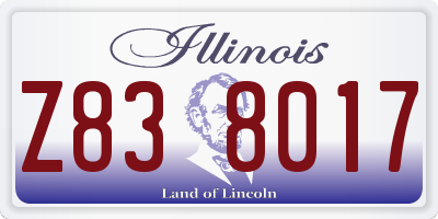 IL license plate Z838017