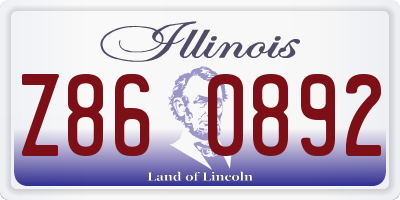 IL license plate Z860892