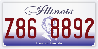 IL license plate Z868892