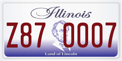 IL license plate Z870007