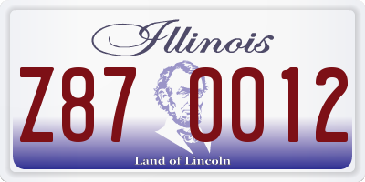 IL license plate Z870012