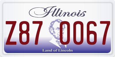 IL license plate Z870067