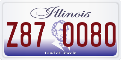 IL license plate Z870080