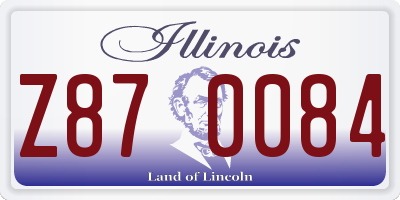IL license plate Z870084