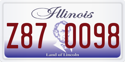 IL license plate Z870098