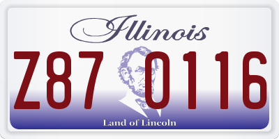 IL license plate Z870116