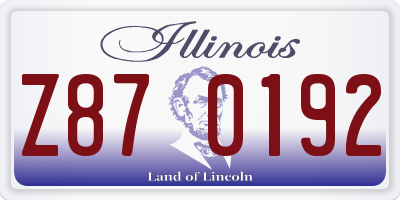 IL license plate Z870192