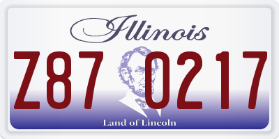 IL license plate Z870217