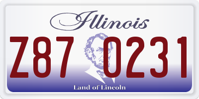 IL license plate Z870231