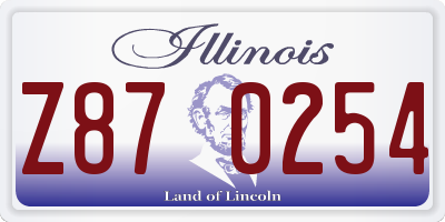 IL license plate Z870254