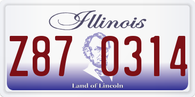 IL license plate Z870314