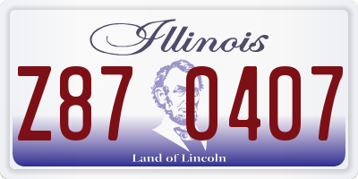 IL license plate Z870407