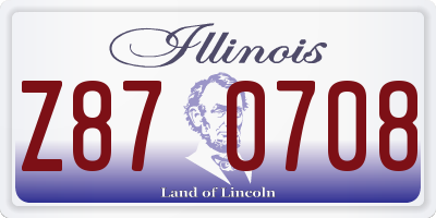 IL license plate Z870708
