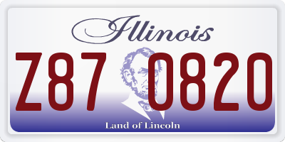 IL license plate Z870820