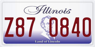 IL license plate Z870840