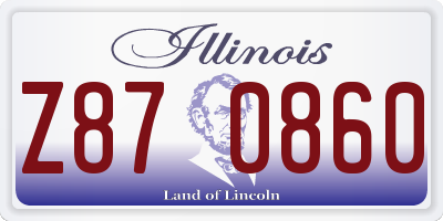 IL license plate Z870860