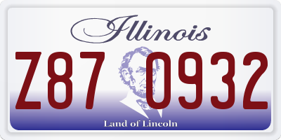IL license plate Z870932