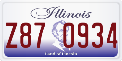 IL license plate Z870934