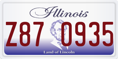 IL license plate Z870935