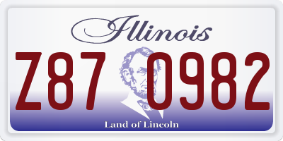 IL license plate Z870982