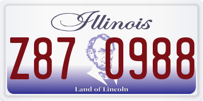 IL license plate Z870988
