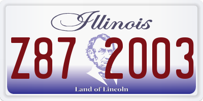 IL license plate Z872003