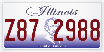 IL license plate Z872988
