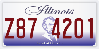 IL license plate Z874201