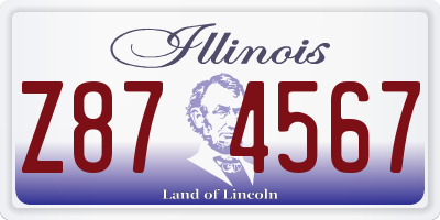IL license plate Z874567