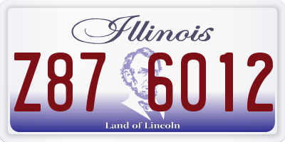 IL license plate Z876012