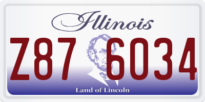 IL license plate Z876034