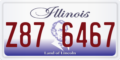 IL license plate Z876467