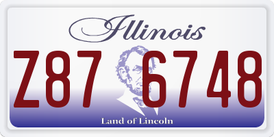 IL license plate Z876748
