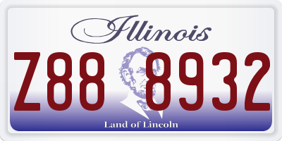 IL license plate Z888932