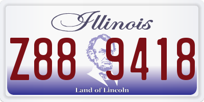 IL license plate Z889418