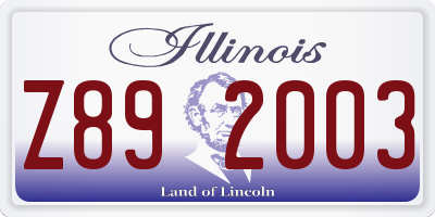 IL license plate Z892003