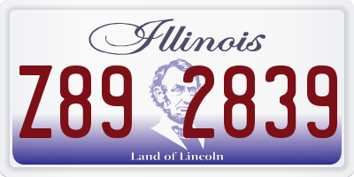 IL license plate Z892839