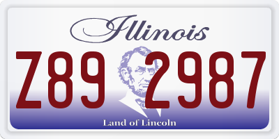 IL license plate Z892987