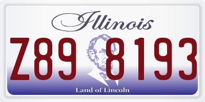 IL license plate Z898193