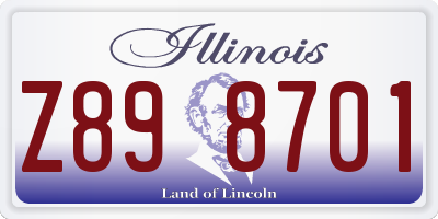 IL license plate Z898701