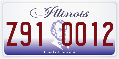 IL license plate Z910012