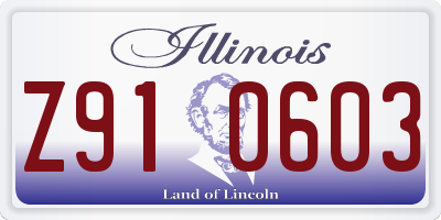 IL license plate Z910603