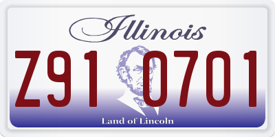 IL license plate Z910701