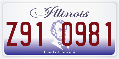 IL license plate Z910981