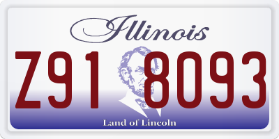 IL license plate Z918093