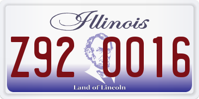 IL license plate Z920016