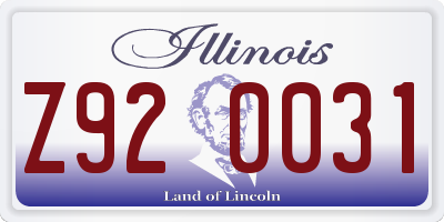 IL license plate Z920031