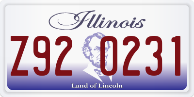 IL license plate Z920231