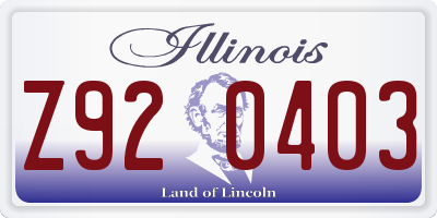 IL license plate Z920403
