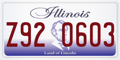 IL license plate Z920603